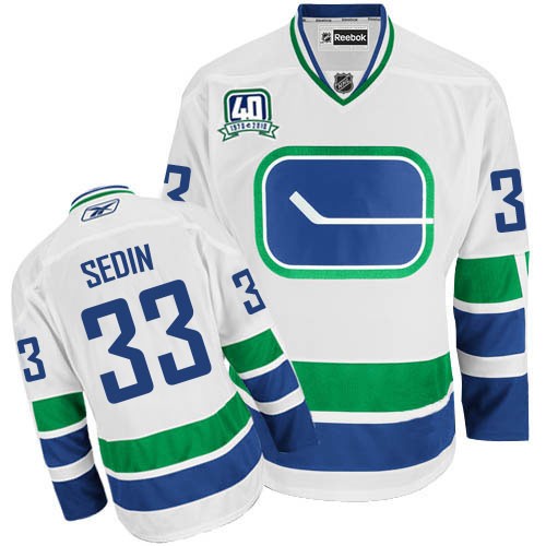 Youth Reebok Vancouver Canucks 33 Henrik Sedin White Third 40TH Jersey - Premier Youth Reebok Vancouver Canucks 33 Henrik Sedin White Third 40TH Jersey - Premier