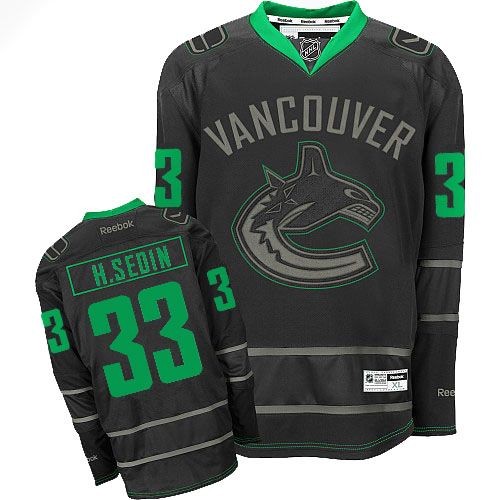 Men's Reebok Vancouver Canucks 33 Henrik Sedin Black Ice Jersey Premier
