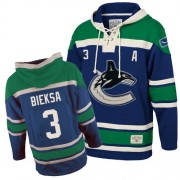 Men's Old Time Hockey Vancouver Canucks 3 Kevin Bieksa Blue Sawyer Hooded Sweatshirt Jersey - Authentic