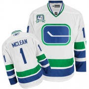Men's Reebok Vancouver Canucks 1 Kirk Mclean White Third 40TH Jersey - Authentic
