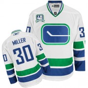 Men's Reebok Vancouver Canucks 30 Ryan Miller White Third 40TH Jersey - Authentic