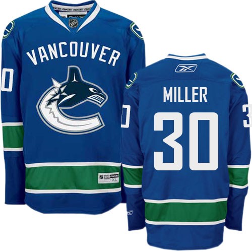 Youth Reebok Vancouver Canucks 30 Ryan Miller Navy Blue Home Jersey - Authentic