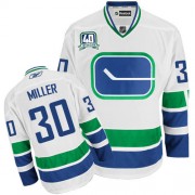 Youth Reebok Vancouver Canucks 30 Ryan Miller White Third 40TH Jersey - Authentic