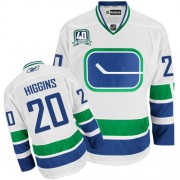 Men's Reebok Vancouver Canucks 20 Chris Higgins White Third 40TH Jersey - Authentic