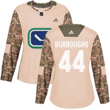 Women's Adidas Vancouver Canucks Kyle Burroughs Camo Veterans Day Practice Jersey - Authentic