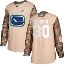 Men's Adidas Vancouver Canucks Spencer Martin Camo Veterans Day Practice Jersey - Authentic