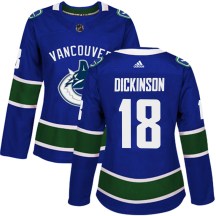 Women's Adidas Vancouver Canucks Jason Dickinson Blue Home Jersey - Authentic