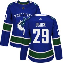 Women's Adidas Vancouver Canucks Gino Odjick Blue Home Jersey - Authentic