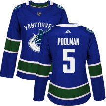 Women's Adidas Vancouver Canucks Tucker Poolman Blue Home Jersey - Authentic
