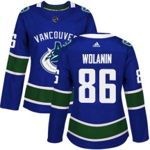 Women's Adidas Vancouver Canucks Christian Wolanin Blue Home Jersey - Authentic