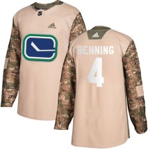 Youth Adidas Vancouver Canucks Jim Benning Camo Veterans Day Practice Jersey - Authentic
