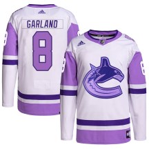 Men's Adidas Vancouver Canucks Conor Garland White/Purple Hockey Fights Cancer Primegreen Jersey - Authentic