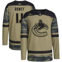 Youth Adidas Vancouver Canucks Madison Bowey Camo Military Appreciation Practice Jersey - Authentic