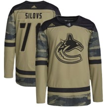 Youth Adidas Vancouver Canucks Arturs Silovs Camo Military Appreciation Practice Jersey - Authentic