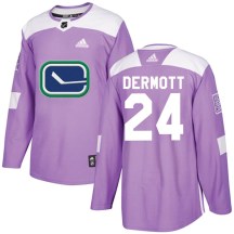 Men's Adidas Vancouver Canucks Travis Dermott Purple Fights Cancer Practice Jersey - Authentic