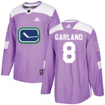 Men's Adidas Vancouver Canucks Conor Garland Purple Fights Cancer Practice Jersey - Authentic