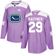 Men's Adidas Vancouver Canucks Ashton Sautner Purple Fights Cancer Practice Jersey - Authentic