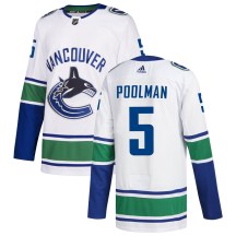 Men's Adidas Vancouver Canucks Tucker Poolman White zied Away Jersey - Authentic