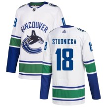 Men's Adidas Vancouver Canucks Jack Studnicka White zied Away Jersey - Authentic