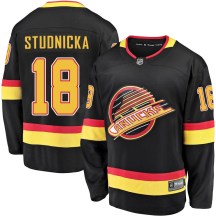 Men's Fanatics Branded Vancouver Canucks Jack Studnicka Black Breakaway 2019/20 Flying Skate Jersey - Premier