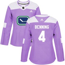 Women's Adidas Vancouver Canucks Jim Benning Purple Fights Cancer Practice Jersey - Authentic