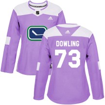 Women's Adidas Vancouver Canucks Justin Dowling Purple Fights Cancer Practice Jersey - Authentic