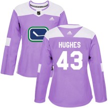Women's Adidas Vancouver Canucks Quinn Hughes Purple Fights Cancer Practice Jersey - Authentic