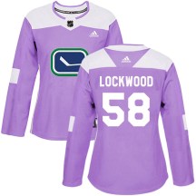 Women's Adidas Vancouver Canucks William Lockwood Purple Fights Cancer Practice Jersey - Authentic