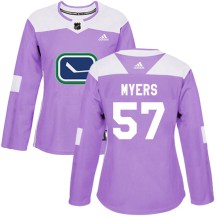 Women's Adidas Vancouver Canucks Tyler Myers Purple Fights Cancer Practice Jersey - Authentic