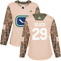 Women's Adidas Vancouver Canucks Gino Odjick Camo Veterans Day Practice Jersey - Authentic