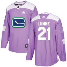 Men's Adidas Vancouver Canucks Jyrki Lumme Purple Fights Cancer Practice Jersey - Authentic