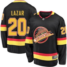 Men's Fanatics Branded Vancouver Canucks Curtis Lazar Black Breakaway 2019/20 Flying Skate Jersey - Premier