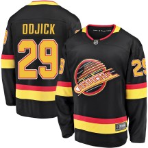 Men's Fanatics Branded Vancouver Canucks Gino Odjick Black Breakaway 2019/20 Flying Skate Jersey - Premier