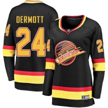 Women's Fanatics Branded Vancouver Canucks Travis Dermott Black Breakaway 2019/20 Flying Skate Jersey - Premier