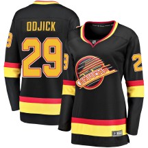 Women's Fanatics Branded Vancouver Canucks Gino Odjick Black Breakaway 2019/20 Flying Skate Jersey - Premier