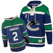 Men's Old Time Hockey Vancouver Canucks 2 Dan Hamhuis Blue Sawyer Hooded Sweatshirt Jersey - Authentic