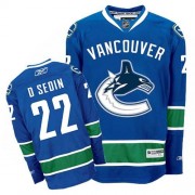 Youth Reebok Vancouver Canucks 22 Daniel Sedin Navy Blue Home Jersey - Authentic