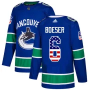 Men's Adidas Vancouver Canucks Brock Boeser Blue USA Flag Fashion Jersey - Authentic