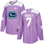 Men's Adidas Vancouver Canucks Carson Soucy Purple Fights Cancer Practice Jersey - Authentic