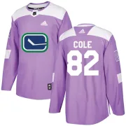 Men's Adidas Vancouver Canucks Ian Cole Purple Fights Cancer Practice Jersey - Authentic