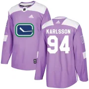 Men's Adidas Vancouver Canucks Linus Karlsson Purple Fights Cancer Practice Jersey - Authentic