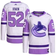 Men's Adidas Vancouver Canucks Matt Irwin White/Purple Hockey Fights Cancer Primegreen Jersey - Authentic