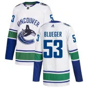 Men's Adidas Vancouver Canucks Teddy Blueger Blue zied White Away Jersey - Authentic