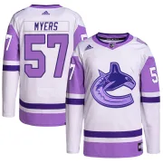 Men's Adidas Vancouver Canucks Tyler Myers White/Purple Hockey Fights Cancer Primegreen Jersey - Authentic