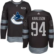 Men's Vancouver Canucks Linus Karlsson Black 1917-2017 100th Anniversary Jersey - Authentic