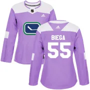 Women's Adidas Vancouver Canucks Alex Biega Purple Fights Cancer Practice Jersey - Authentic