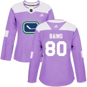 Women's Adidas Vancouver Canucks Arshdeep Bains Purple Fights Cancer Practice Jersey - Authentic