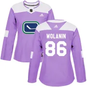 Women's Adidas Vancouver Canucks Christian Wolanin Purple Fights Cancer Practice Jersey - Authentic