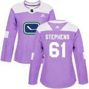 Women's Adidas Vancouver Canucks Devante Stephens Purple Fights Cancer Practice Jersey - Authentic