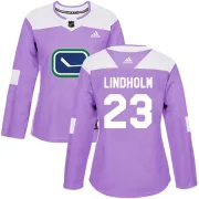 Women's Adidas Vancouver Canucks Elias Lindholm Purple Fights Cancer Practice Jersey - Authentic